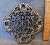 "Slow Cooking Cover" Cast Iron Cutout Warming Shelf / Stove Trivet