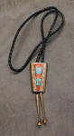 Native American / Navajo Sterling Turquoise & Coral Bolo Tie