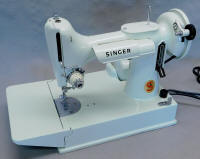 1960s White / Green Singer Featherweight 221K sewing machine