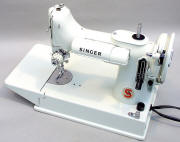 White / Green Singer 221K Sewing Machine